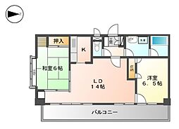 錦ハーモニービル 11階2LDKの間取り