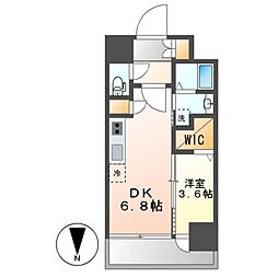 エステムコート名古屋上前津 2階1DKの間取り