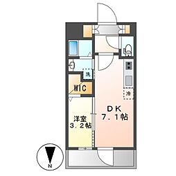 エステムコート名古屋上前津 7階1DKの間取り