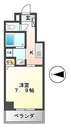 La　Douceur伏見（ラ　ドゥセールフシミ） 3階1Kの間取り