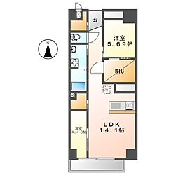 アーチレジデンス川名駅前 5階2LDKの間取り