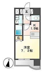 プレサンス名古屋駅前 4階ワンルームの間取り