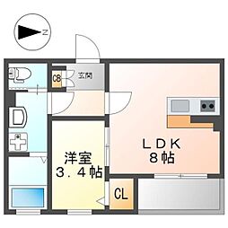 NAGOYA THE NAVYWOOD（ナゴヤザネイビーウッド） 3階1LDKの間取り