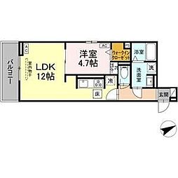 ルヴィータ村雲 3階1LDKの間取り