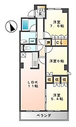 パークアクシス白壁 9階3LDKの間取り