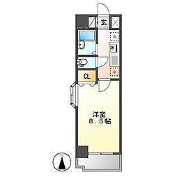 ウェステリア西大須 7階1Kの間取り