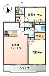 レジディア徳川 2LDKの間取図画像