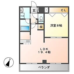 ワイズタワー徳川 1LDKの間取図画像