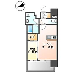 メイクスアート新栄III 14階1LDKの間取り