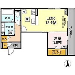 江向Park 2階1LDKの間取り