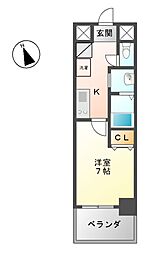 フローライト上前津 1Kの間取図画像