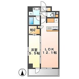 ザ・パークハビオ名古屋松原 1LDKの間取図画像