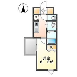 エステムコート名古屋栄プレシャス 1Kの間取図画像