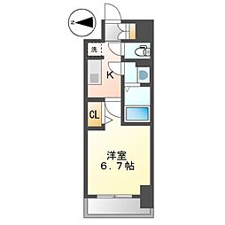 メイクス鶴舞2 1Kの間取図画像