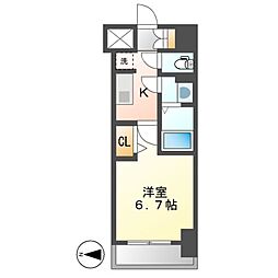 メイクス鶴舞2 1Kの間取図画像