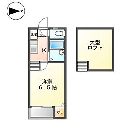 オークヴィラ黒川 1Kの間取図画像