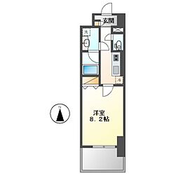 ウィステリアフロリバンダ 1Kの間取図画像