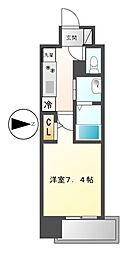 リバーコート砂田橋 1Kの間取図画像