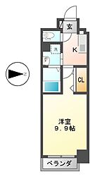 リシュドール鶴舞公園 1Kの間取図画像