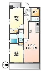 グラン・アベニュー名駅南 2LDKの間取図画像