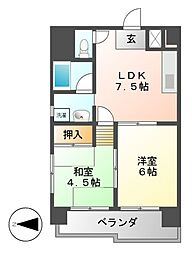 メゾン鶴舞 2DKの間取図画像