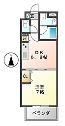 レーヴェスト志賀本通 1DKの間取図画像