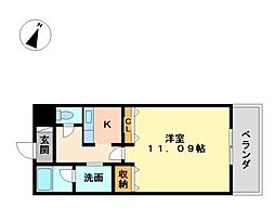 グラン・アベニュー白川公園 1Kの間取図画像