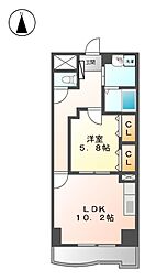 プラシードY's 1LDKの間取図画像
