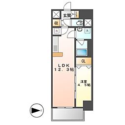 ファンファーレ黄金 1LDKの間取図画像