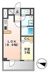 ヴェルジュコート1 1LDKの間取図画像