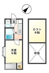 プルミエ 1Kの間取図画像