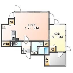 プレミアムコート葵 1LDKの間取図画像