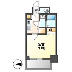 エスプレイス鶴舞ガーデンテラス 1Kの間取図画像