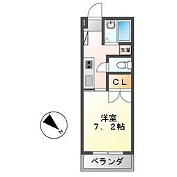 アビターレ筒井 1Kの間取図画像