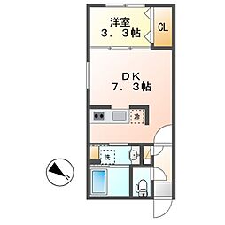 リーデンス今池 1DKの間取図画像