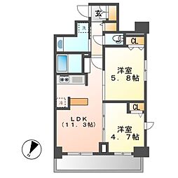 S-RESIDENCEAOI2 2LDKの間取図画像