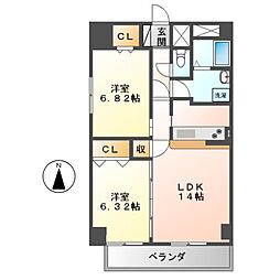 インプルーブ葵 2LDKの間取図画像