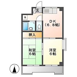 カーサ永 2DKの間取図画像