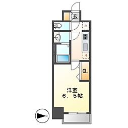 ディアレイシャス矢場町 1Kの間取図画像