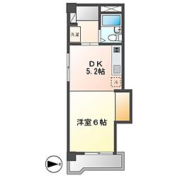 菱家ビル 1DKの間取図画像