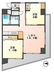 ベルドミール橘 2LDKの間取図画像