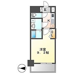 プレサンス栄フェル 1Kの間取図画像