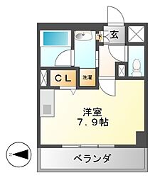 レジディア高岳 ワンルームの間取図画像