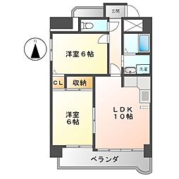 グランフィルドちくさ 2LDKの間取図画像