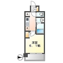 エステムコート名古屋栄プレシャス 1Kの間取図画像