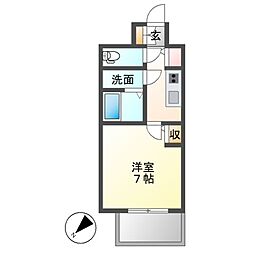 エスリード千種パークフロント 1Kの間取図画像