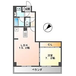 エルミタージュ新栄 1LDKの間取図画像