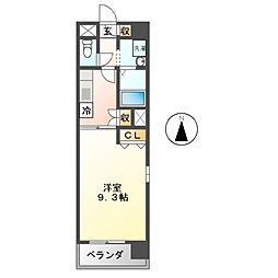 パンシオン千種 1Kの間取図画像