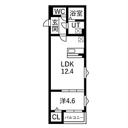 グランフォーレ中村日赤 1LDKの間取図画像