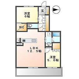 ラフィシア上前津 2LDKの間取図画像